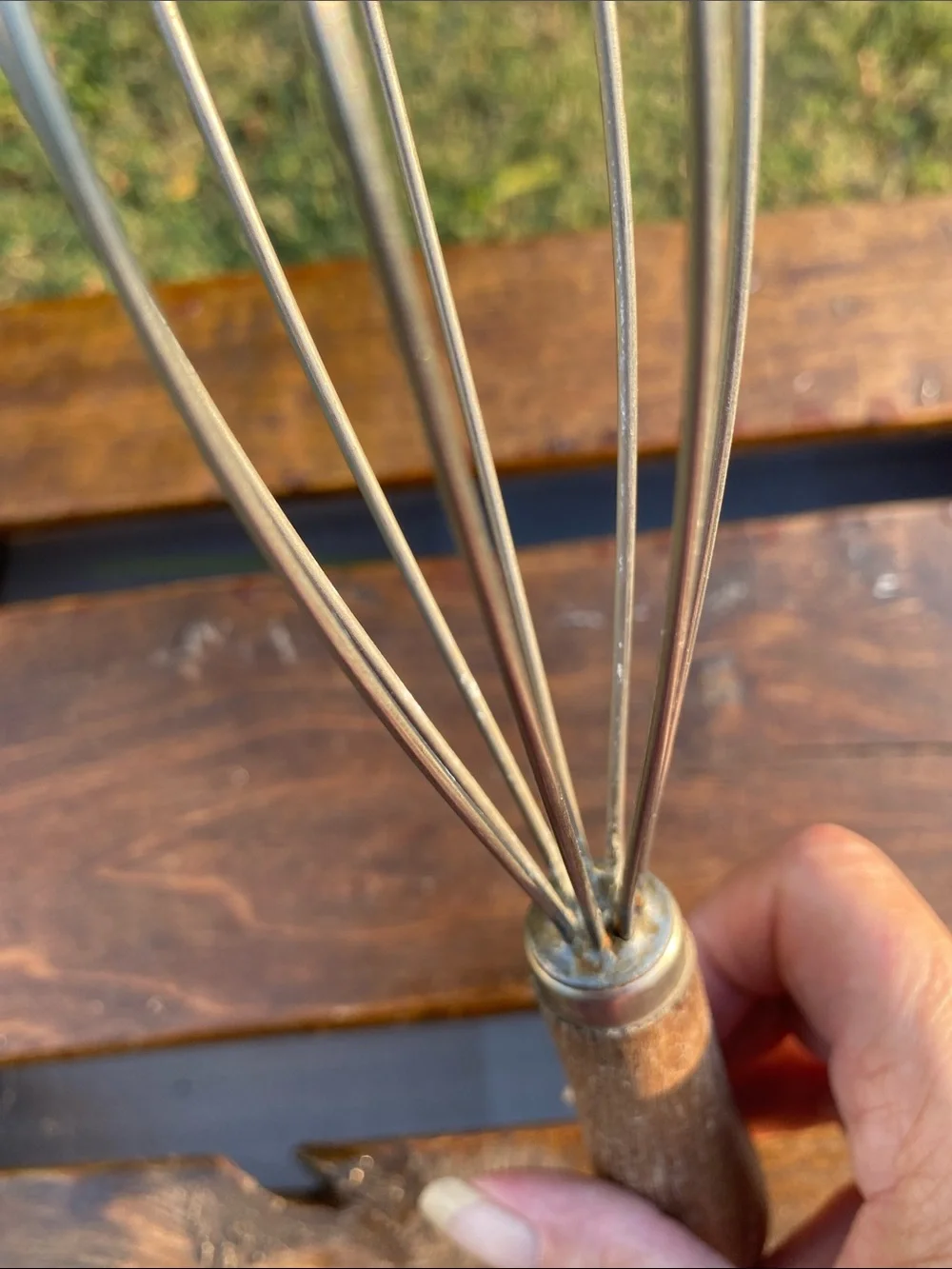 Vintage Balloon Wooden Handle Stainless Steel Wire Whisk